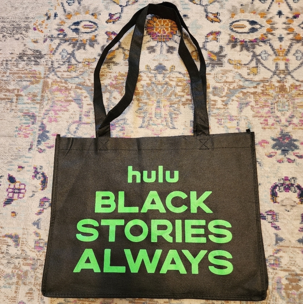 NWOT Hulu Black Tote with Green Print